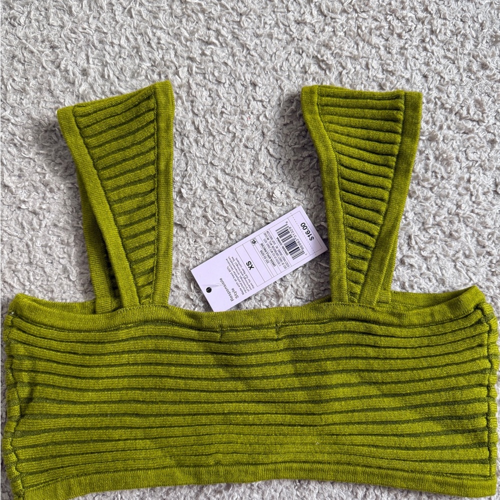 Wild Fable Ribbed Green Crop Top - Picture 2 of 4